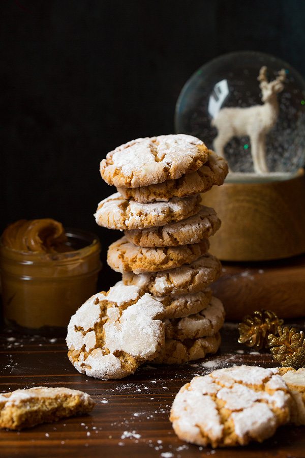 Stack of crinkle cookies. 