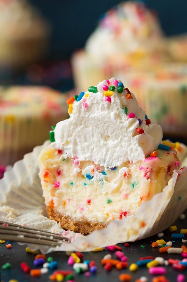 Mini birthday confetti cheesecake
