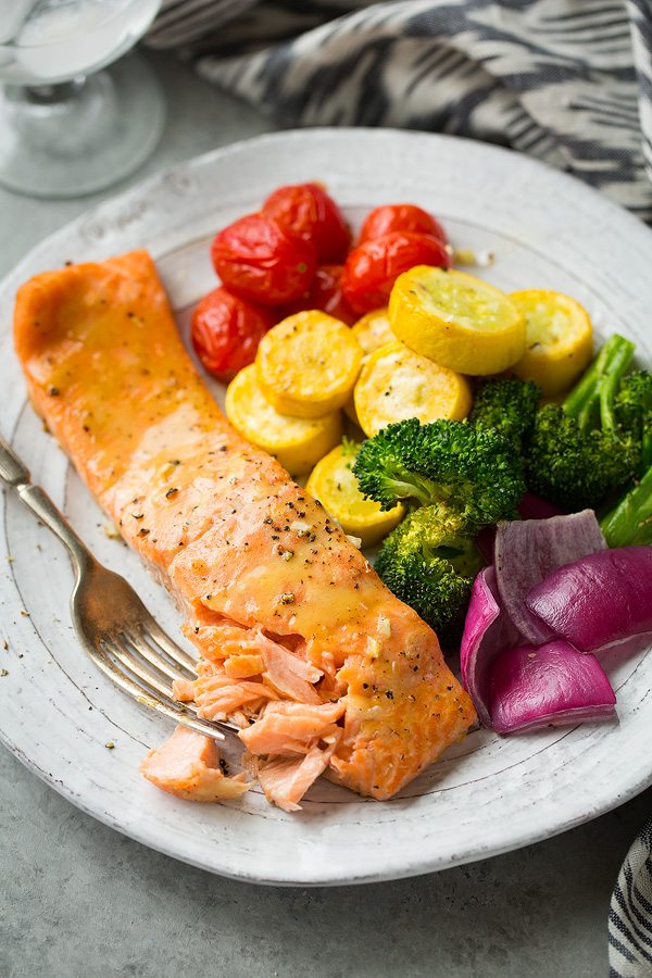 Sheet Pan Honey Mustard Salmon and Rainbow Veggies | Cooking Classy