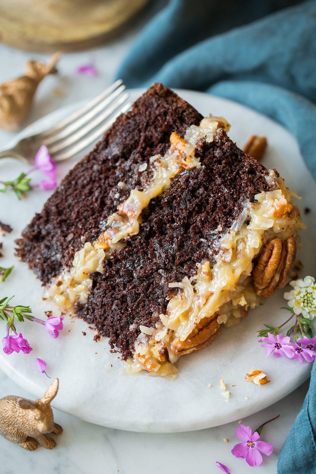 German chocolate cake slice.