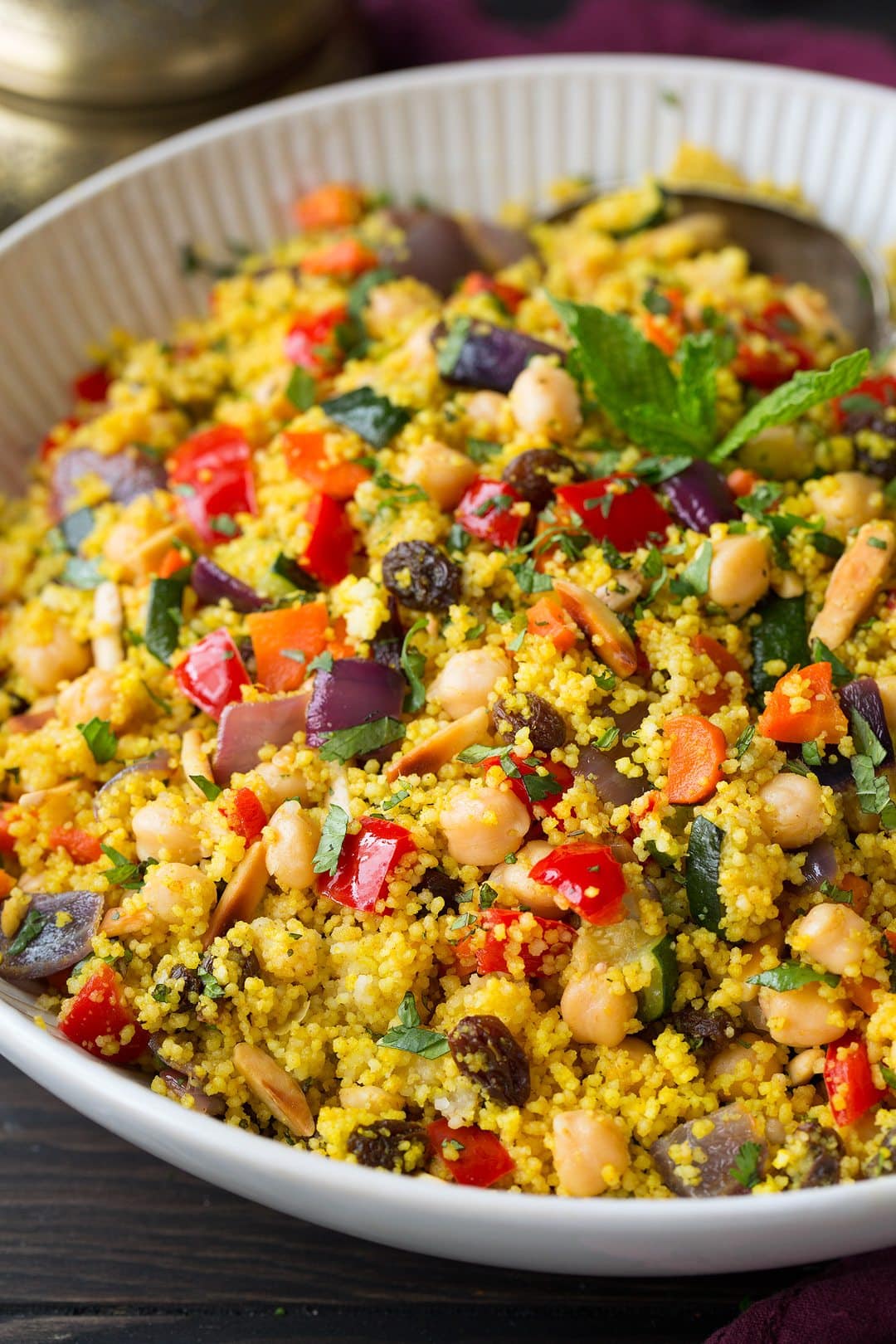 Couscous with Roasted Vegetables, Chick Peas and Almonds