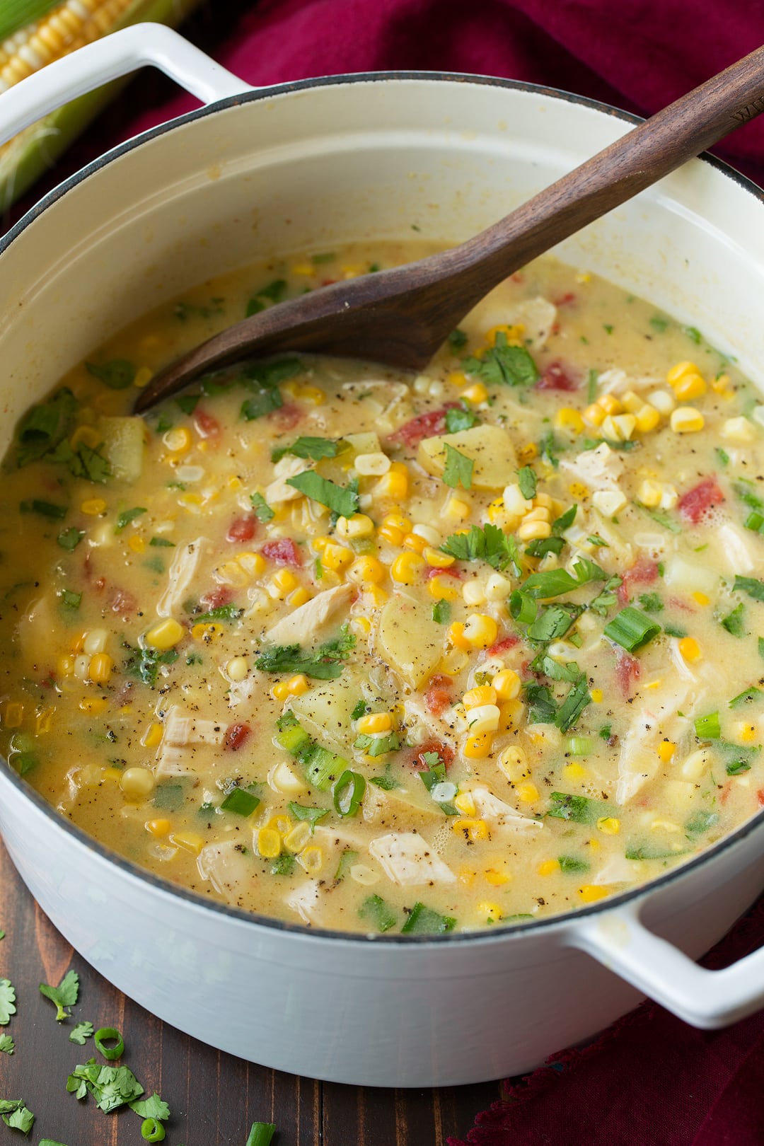 Pot of Coconut Chicken Corn Chowder