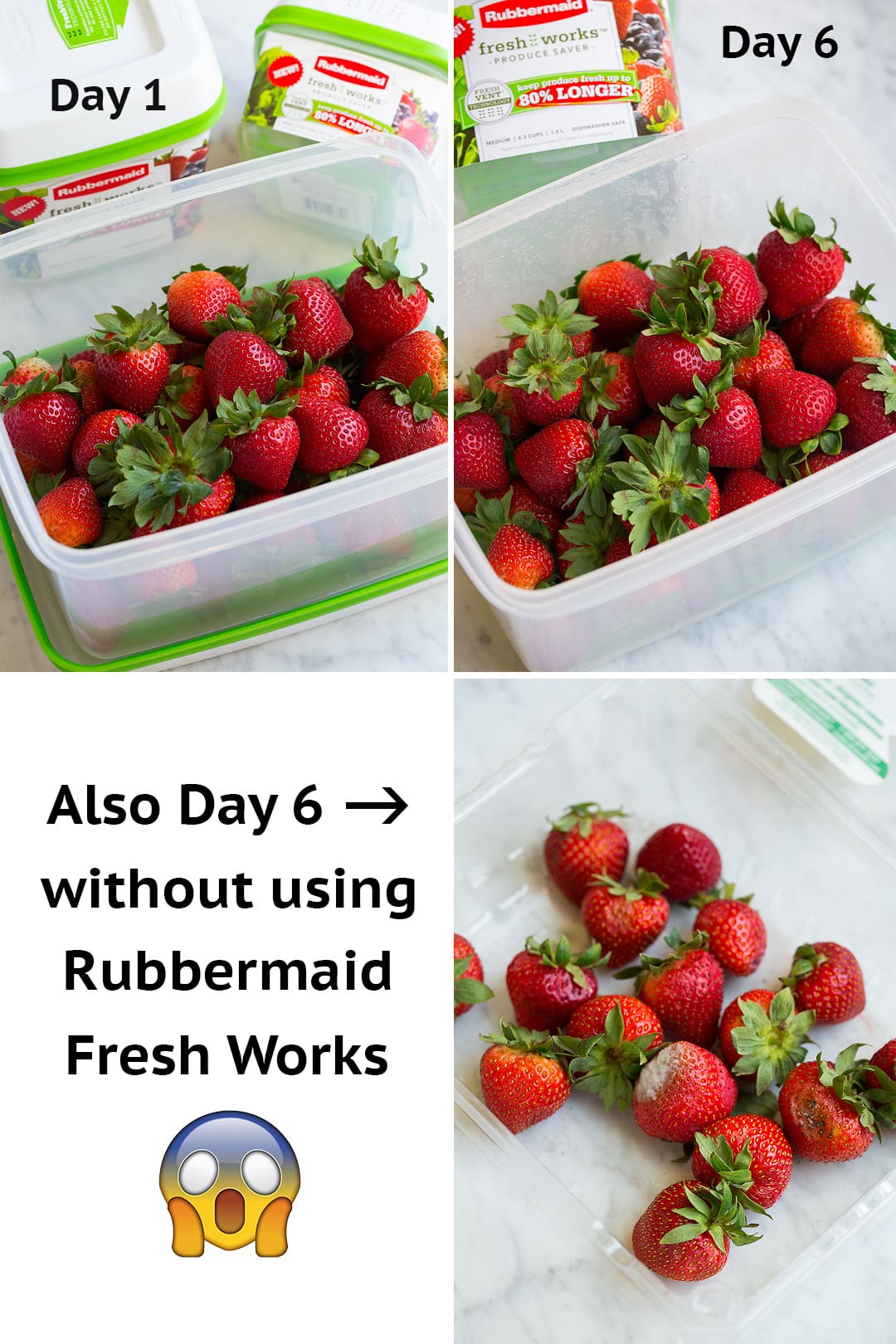 Step by step photos of how to keep strawberries fresh