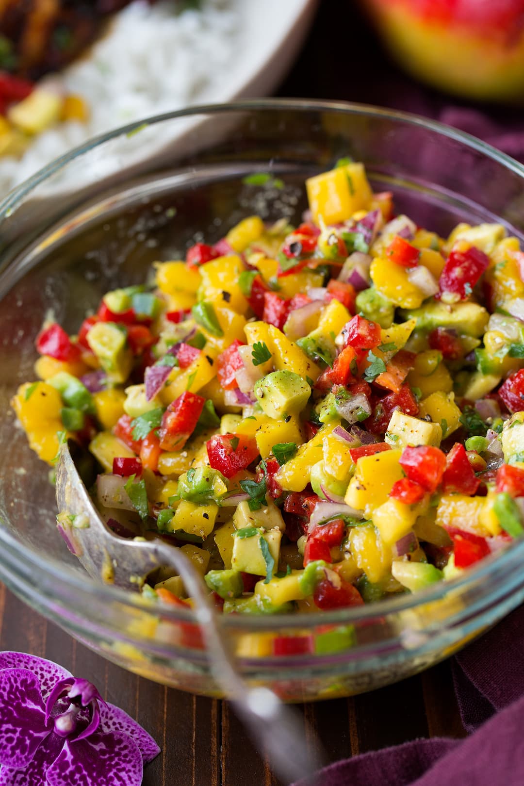 Mixture of Avocado and Mango to go with jerk chicken