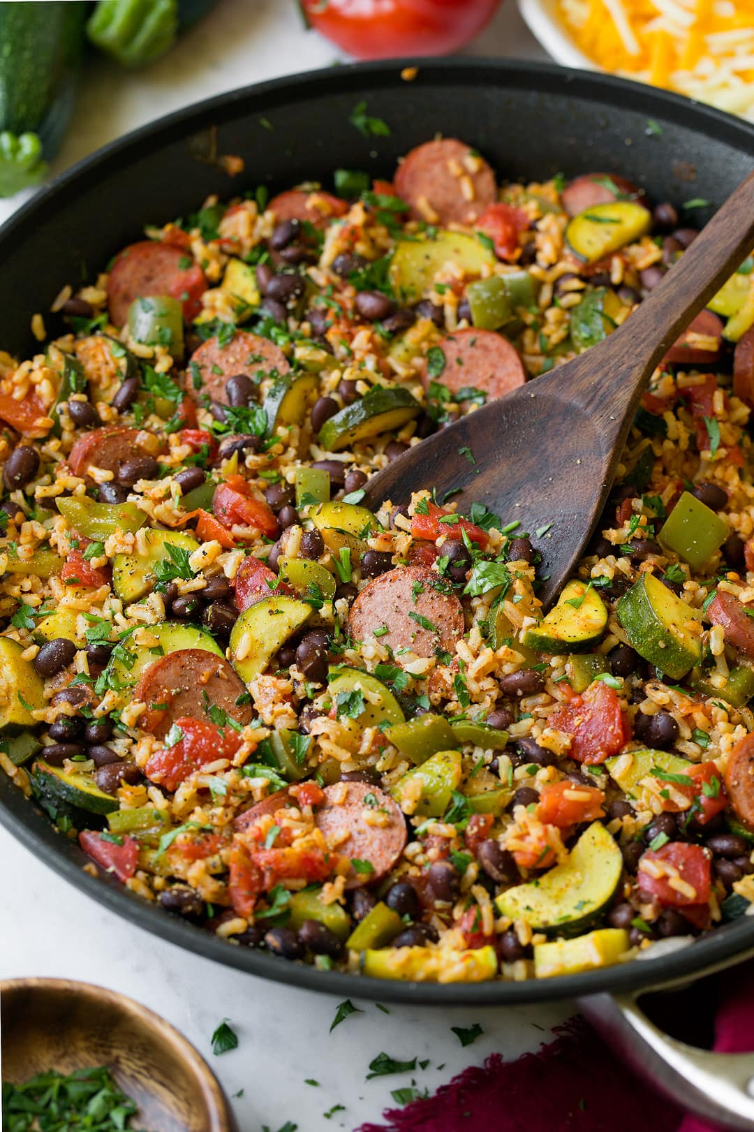 Sausage Zucchini Brown Rice Skillet