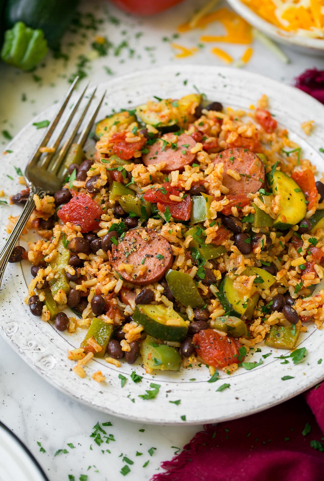 Sausage Zucchini Brown Rice Skillet