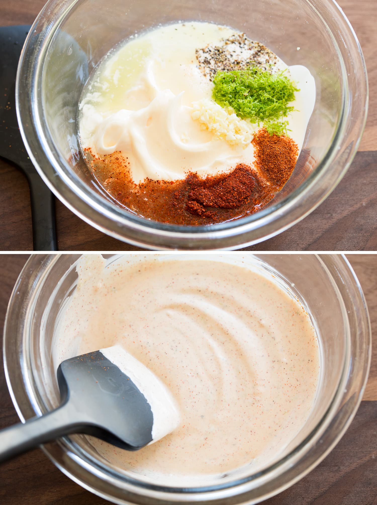 Making crema topping for elotes.