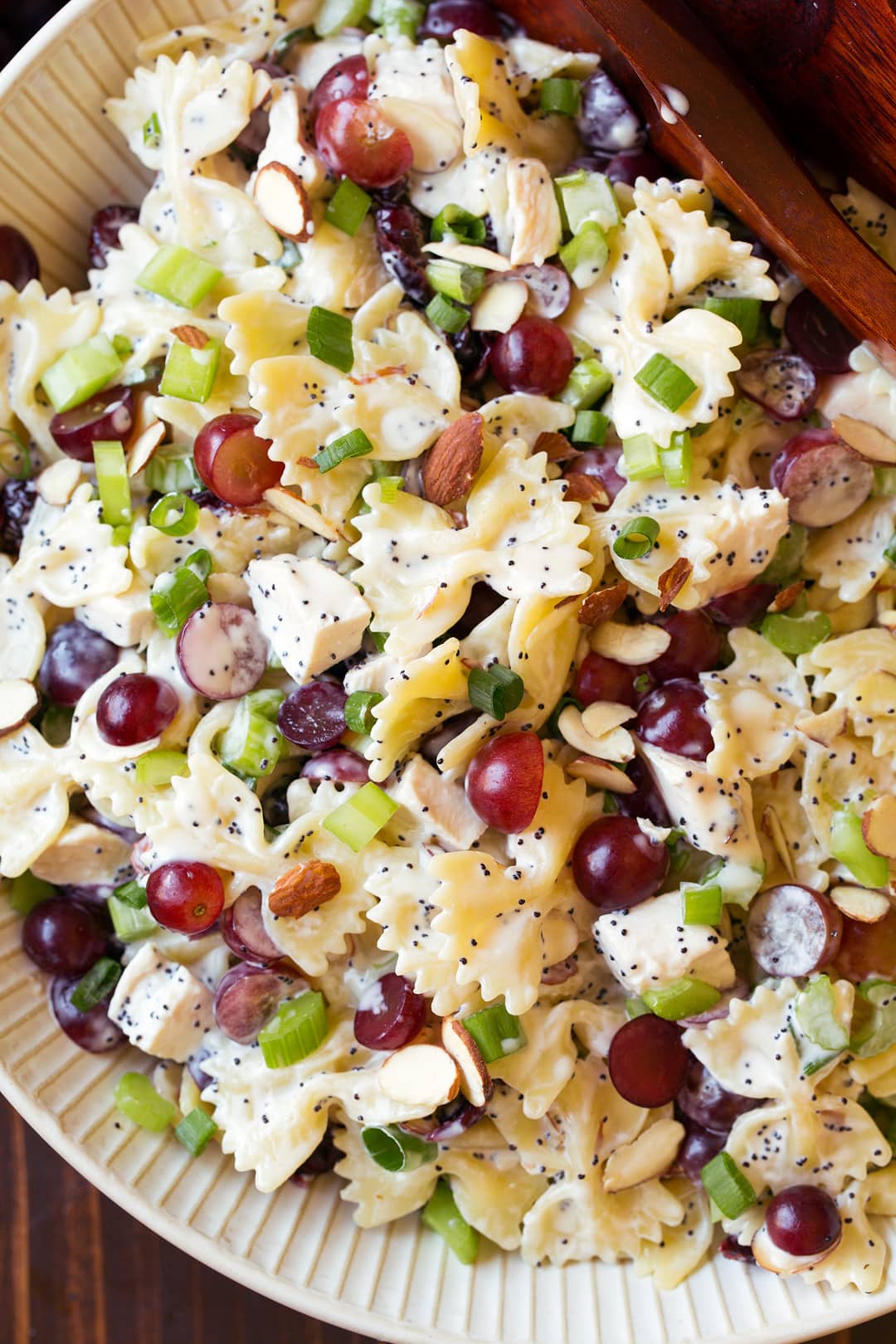 Pasta Salad with Chicken Grapes and Poppy Seed Dressing 