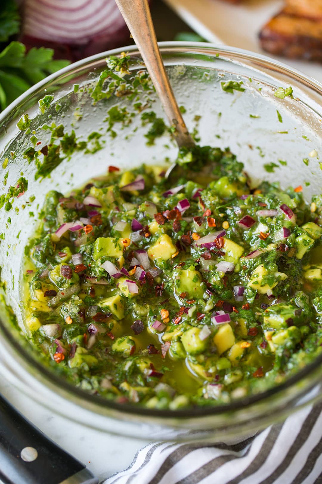 Grilled Salmon with Avocado Chimichurri