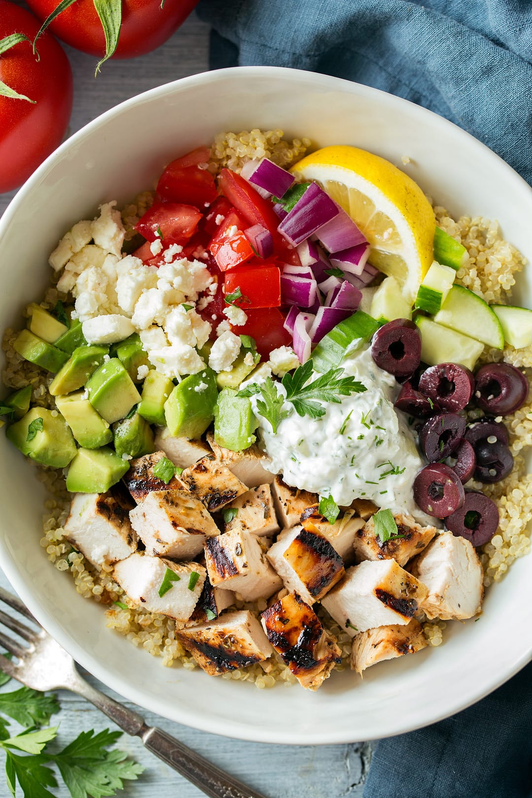 Grilled Greek Chicken Quinoa Bowl