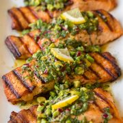 Grilled Salmon with Avocado Chimichurri