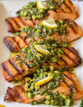 Grilled Salmon with Avocado Chimichurri