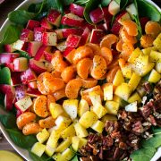 Apple Mandarin Pear and Feta Spinach Salad with Orange Poppy Seed Dressing
