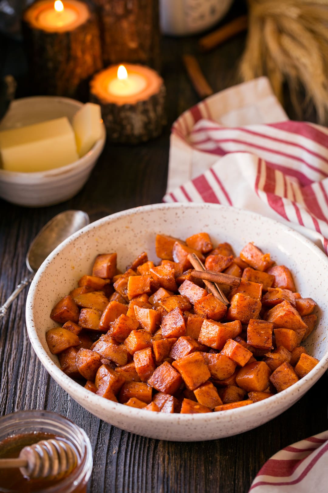 Cinnamon Honey Butter Roasted Sweet Potatoes 
