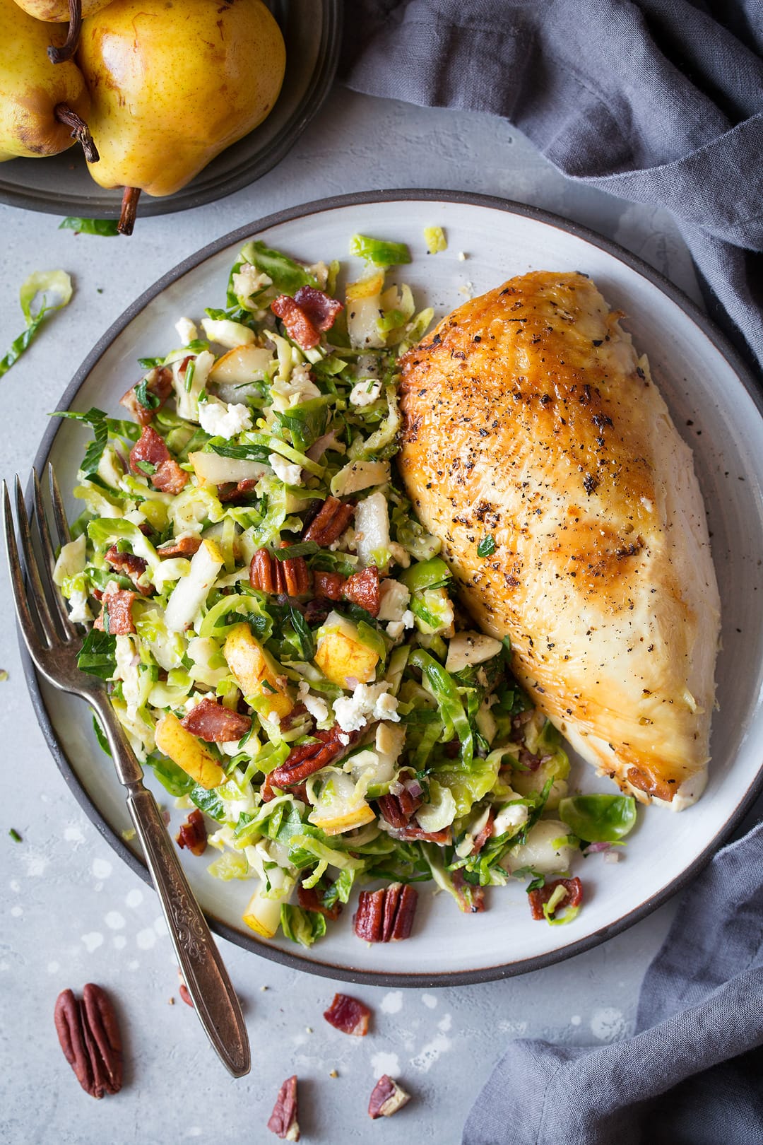 Pear Bacon and Brussels Sprout Salad