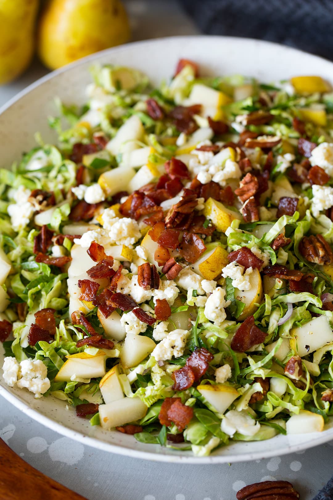 Pear Bacon and Brussels Sprout Salad