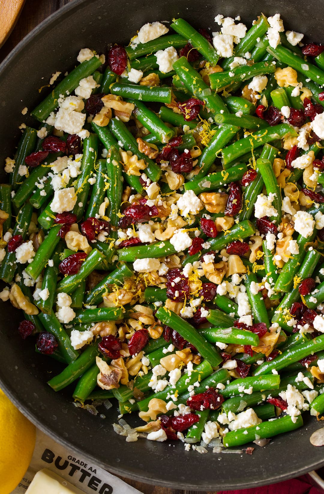 Green Beans with Lemon Cranberries Walnuts and Feta