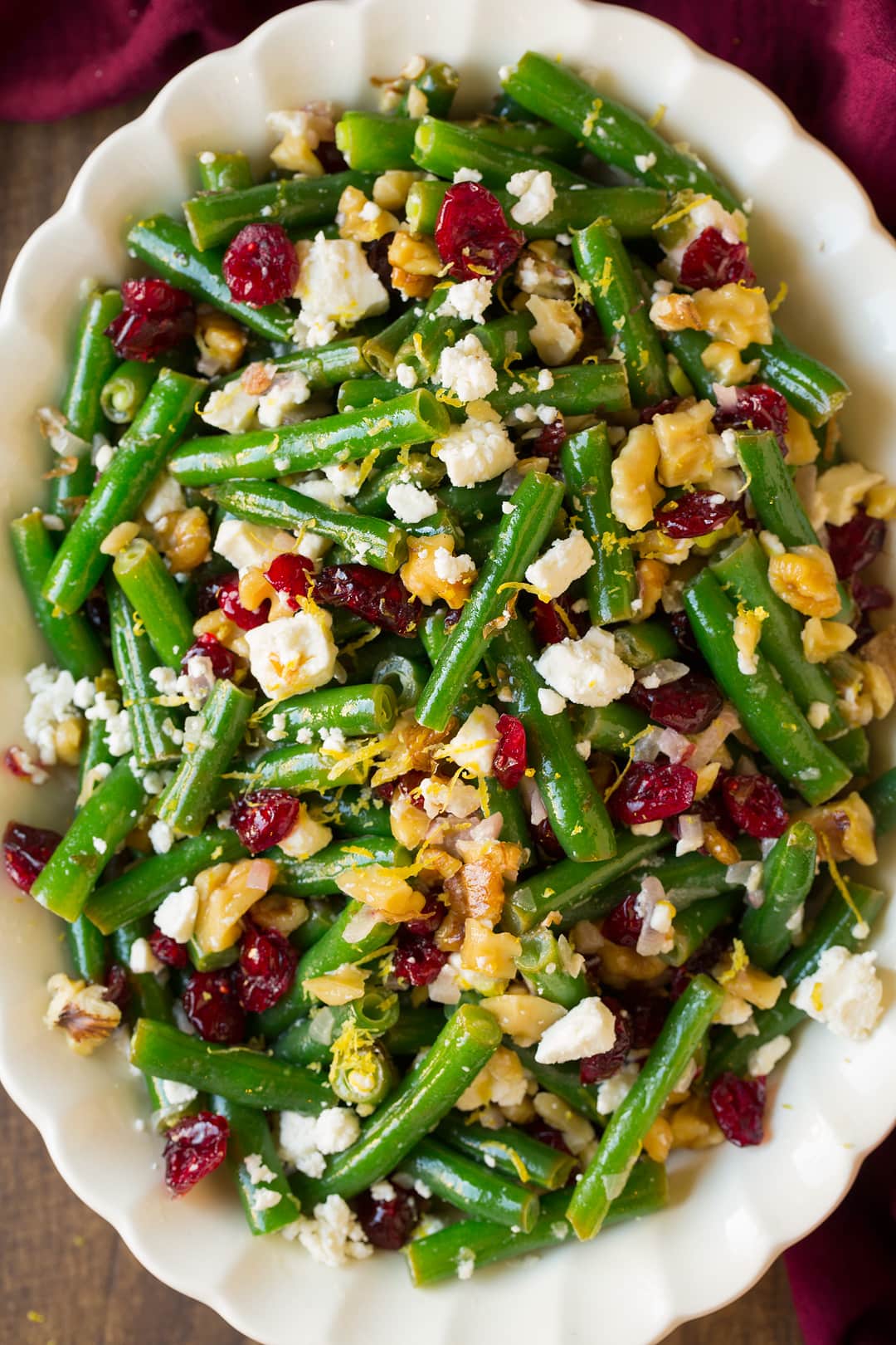 Green beans recipe with lemon butter cranberries walnuts and feta