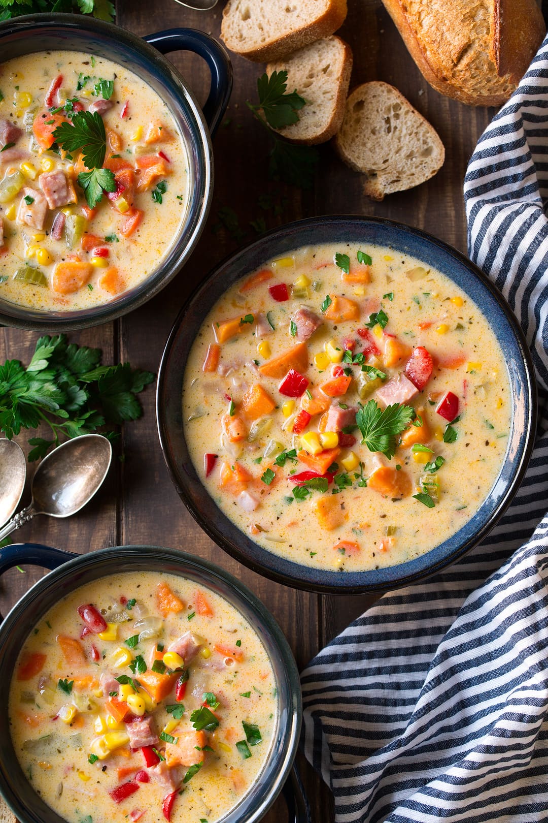 Sweet Potato Ham and Corn Chowder