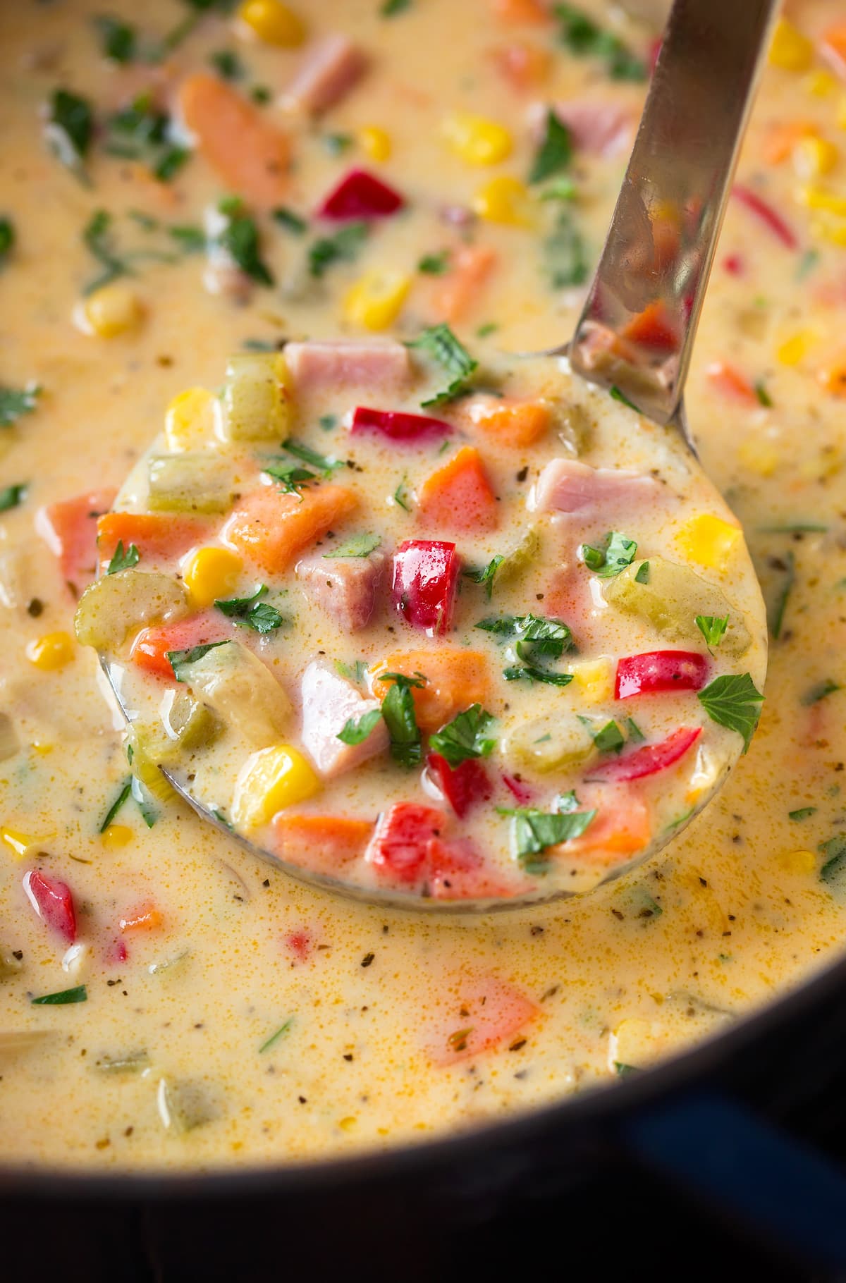 Sweet Potato Ham and Corn Chowder