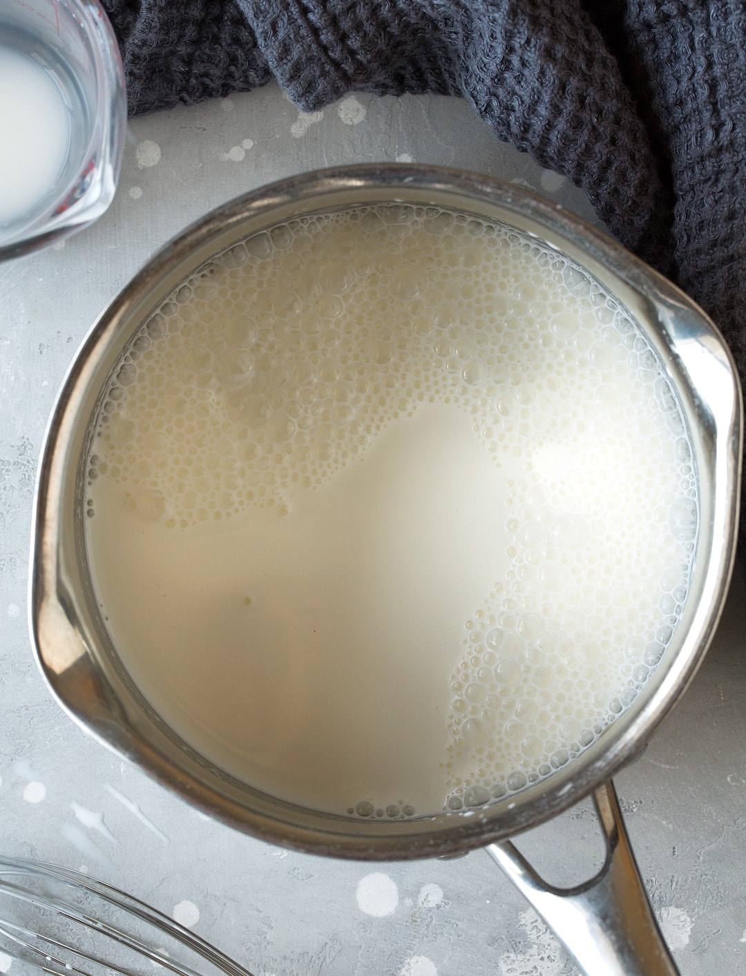 half and half in metal saucepan