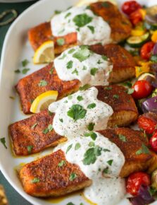 Moroccan Spiced Salmon with Lemon Yogurt Sauce
