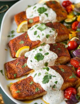 Moroccan Spiced Salmon with Lemon Yogurt Sauce