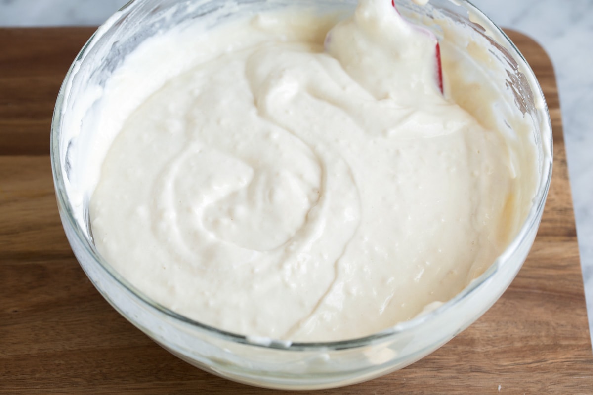 Finished Belgian waffle batter.