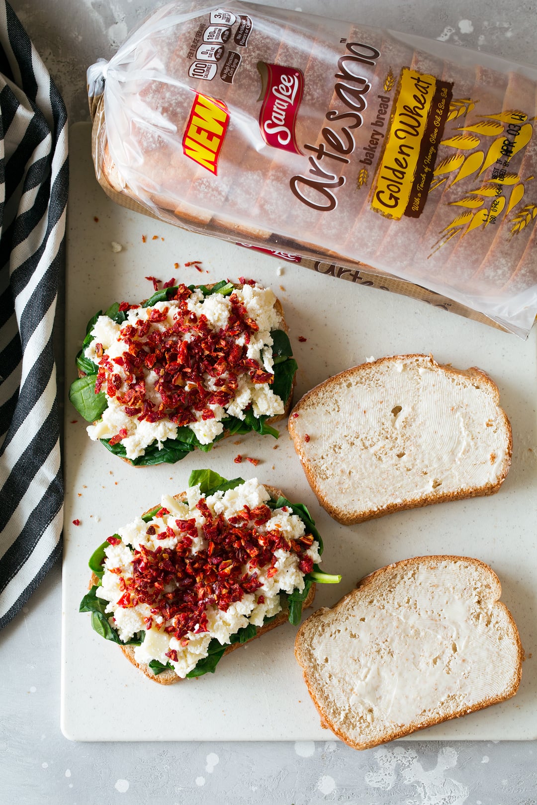 Sun Dried Tomato Spinach and Ricotta Grilled Cheese