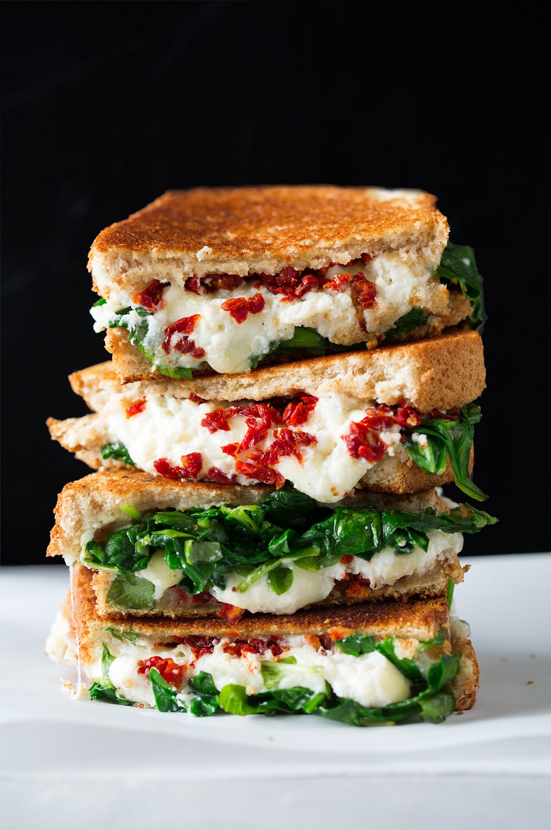 Sun Dried Tomato Spinach and Ricotta Grilled Cheese