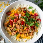Unstuffed Pepper Bowls with Cauliflower Rice