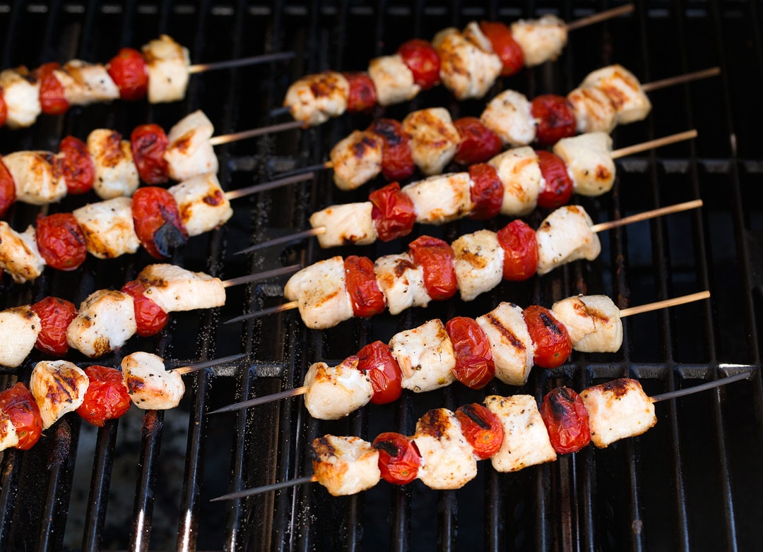 grilling caprese chicken skewers