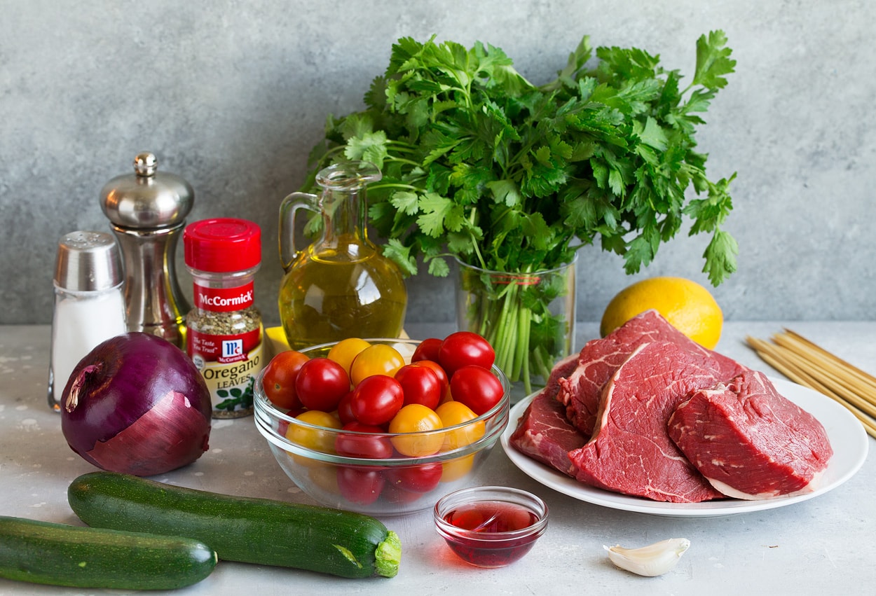 steak kebabs with chimichurri