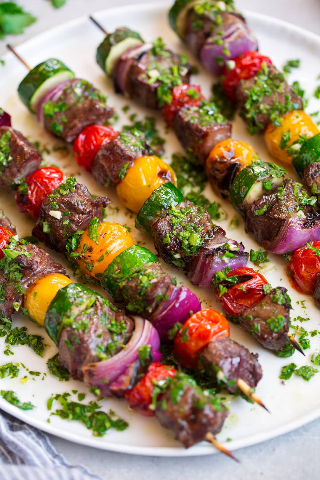 steak kebabs with chimichurri