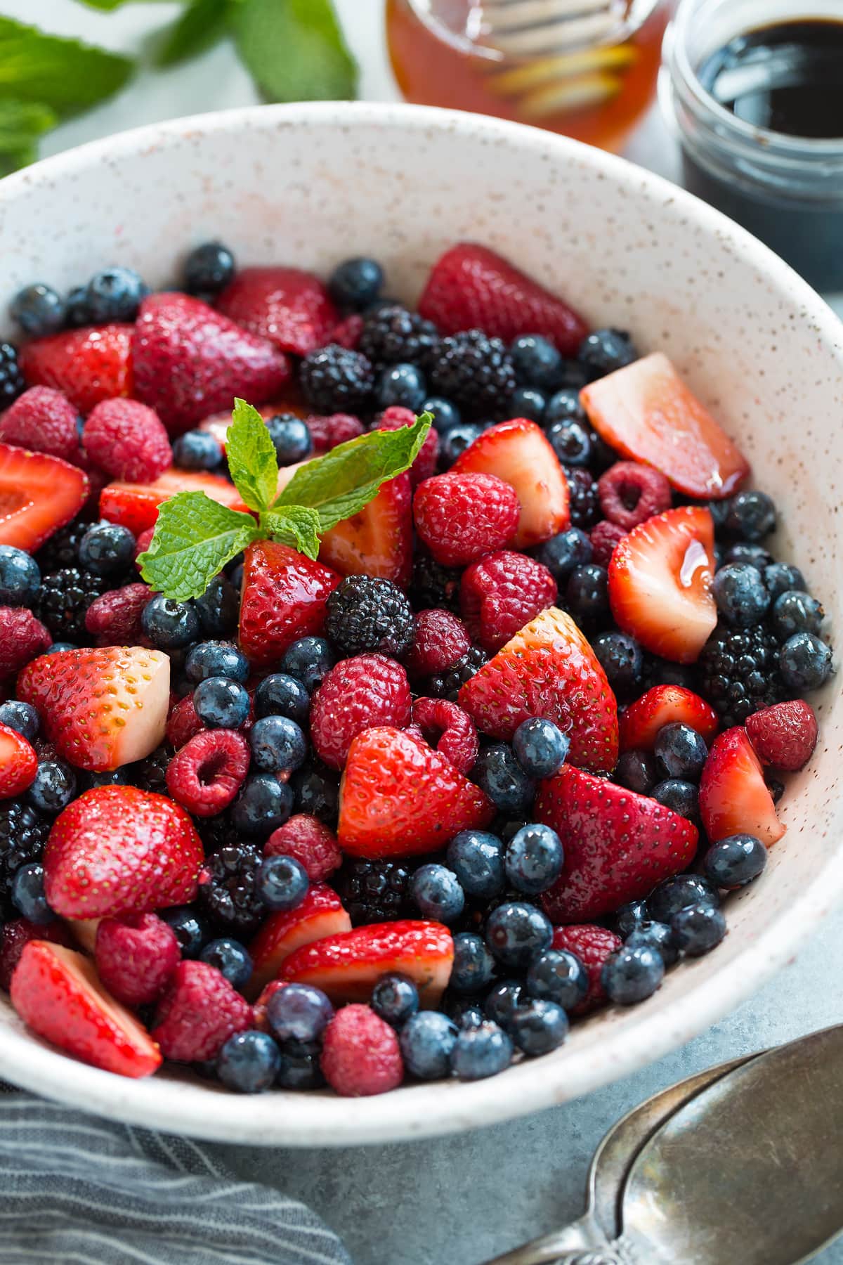 Honey Balsamic Berry Fruit Salad
