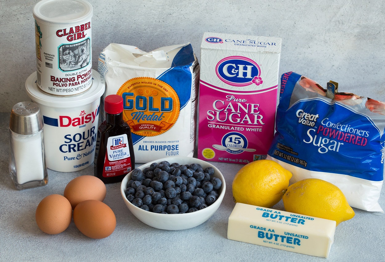 Lemon Blueberry Bread ingredients
