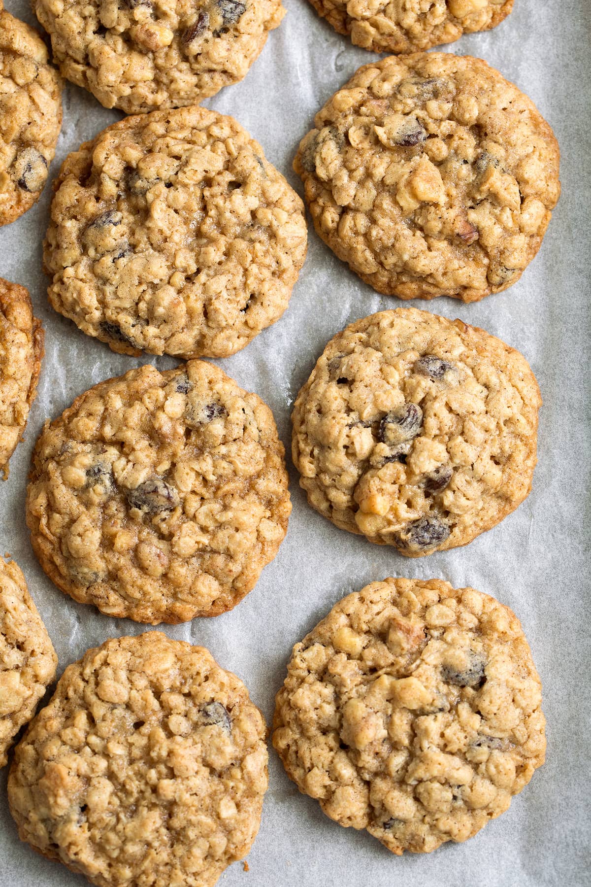 Oatmeal Cookies on baking sheet after baking.