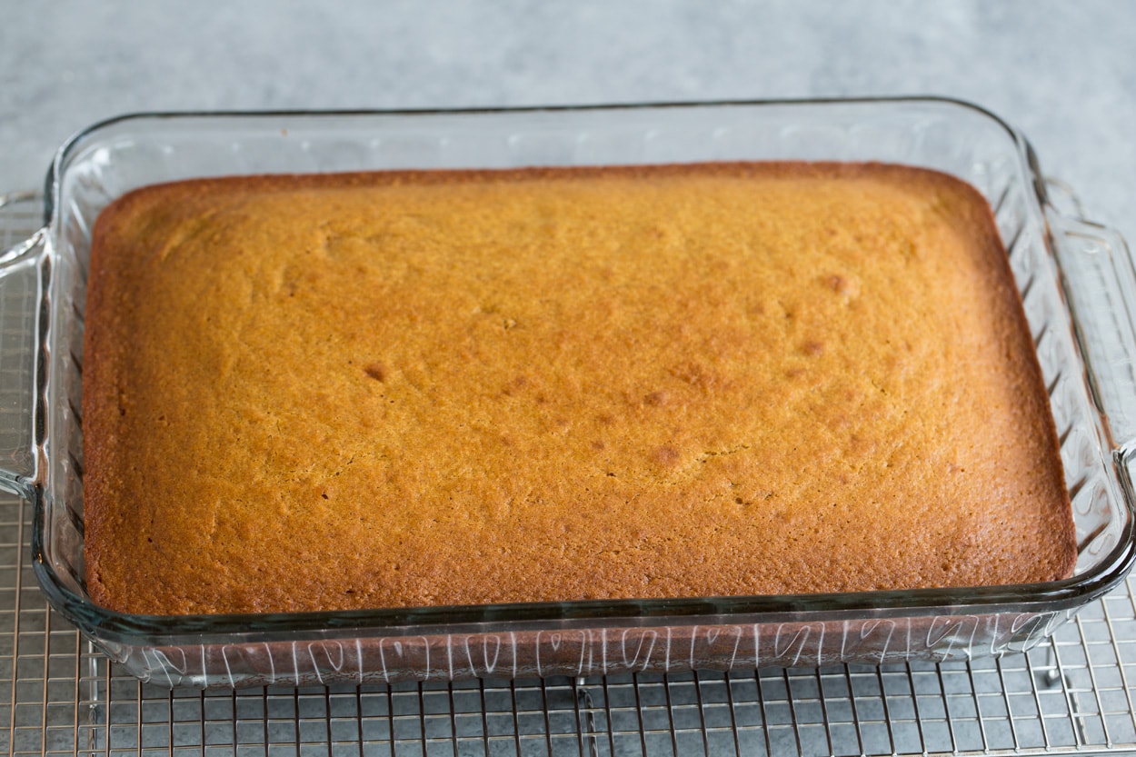 Finsihed pumpkin cake shown here on cooling rack