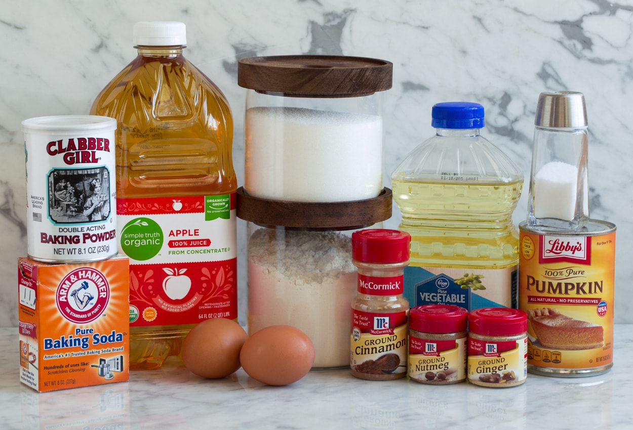 Pumpkin Muffins ingredients needed shown here