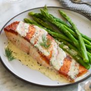 Salmon with Creamy Garlic Dijon Sauce