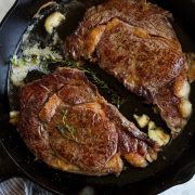 Skillet Seared Steak with Garlic Butter Sauce