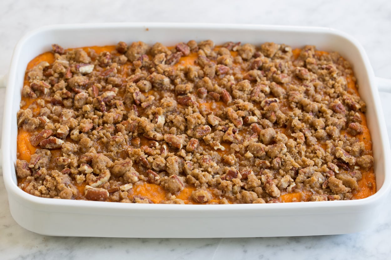 Sweet Potato Casserole after baking.