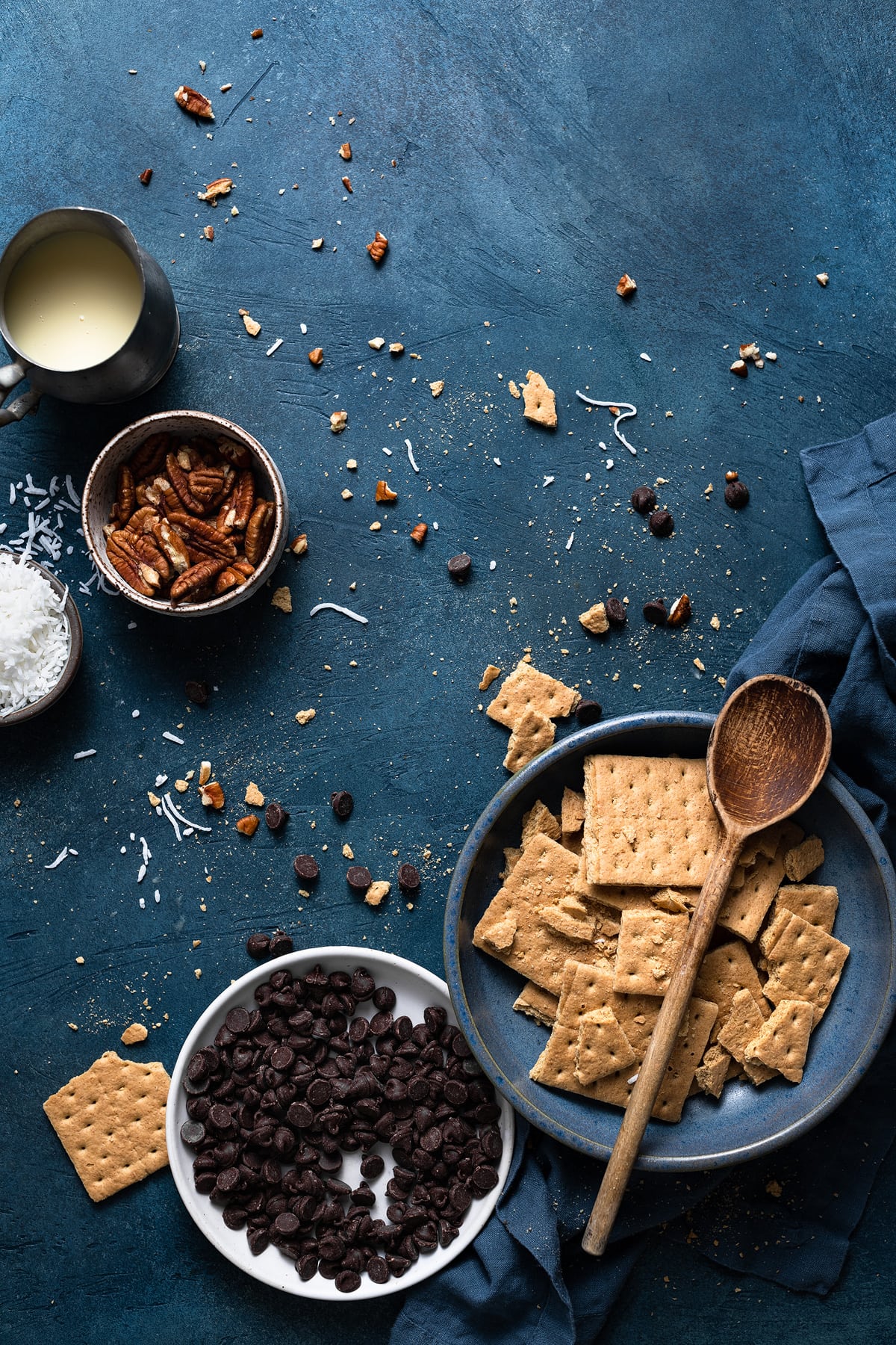 Ingredients needed to make magic cookie bars shown here.