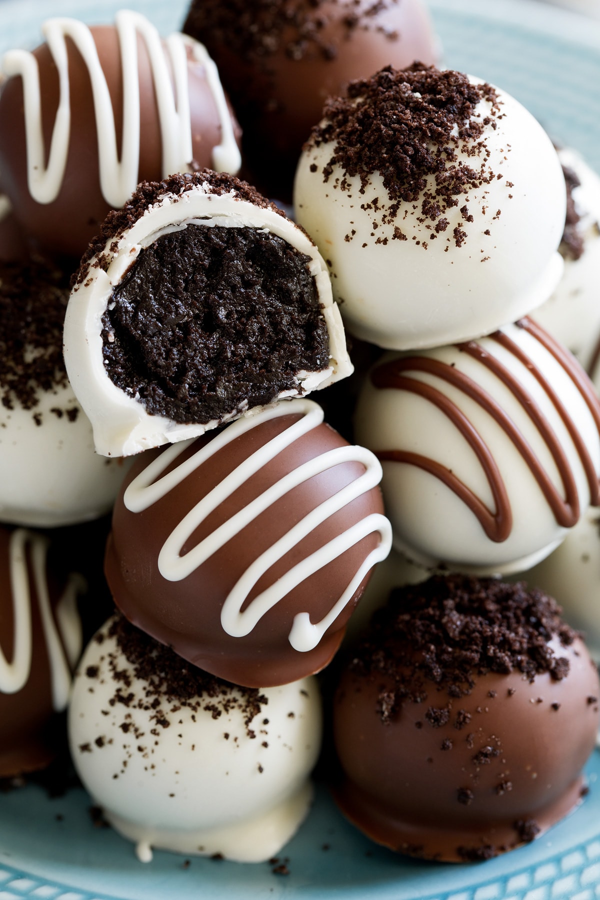 Close up image of oreo truffles.