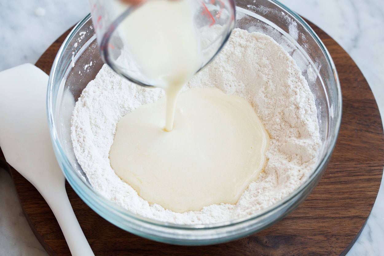 making the biscuit topping for a blueberry cobbler