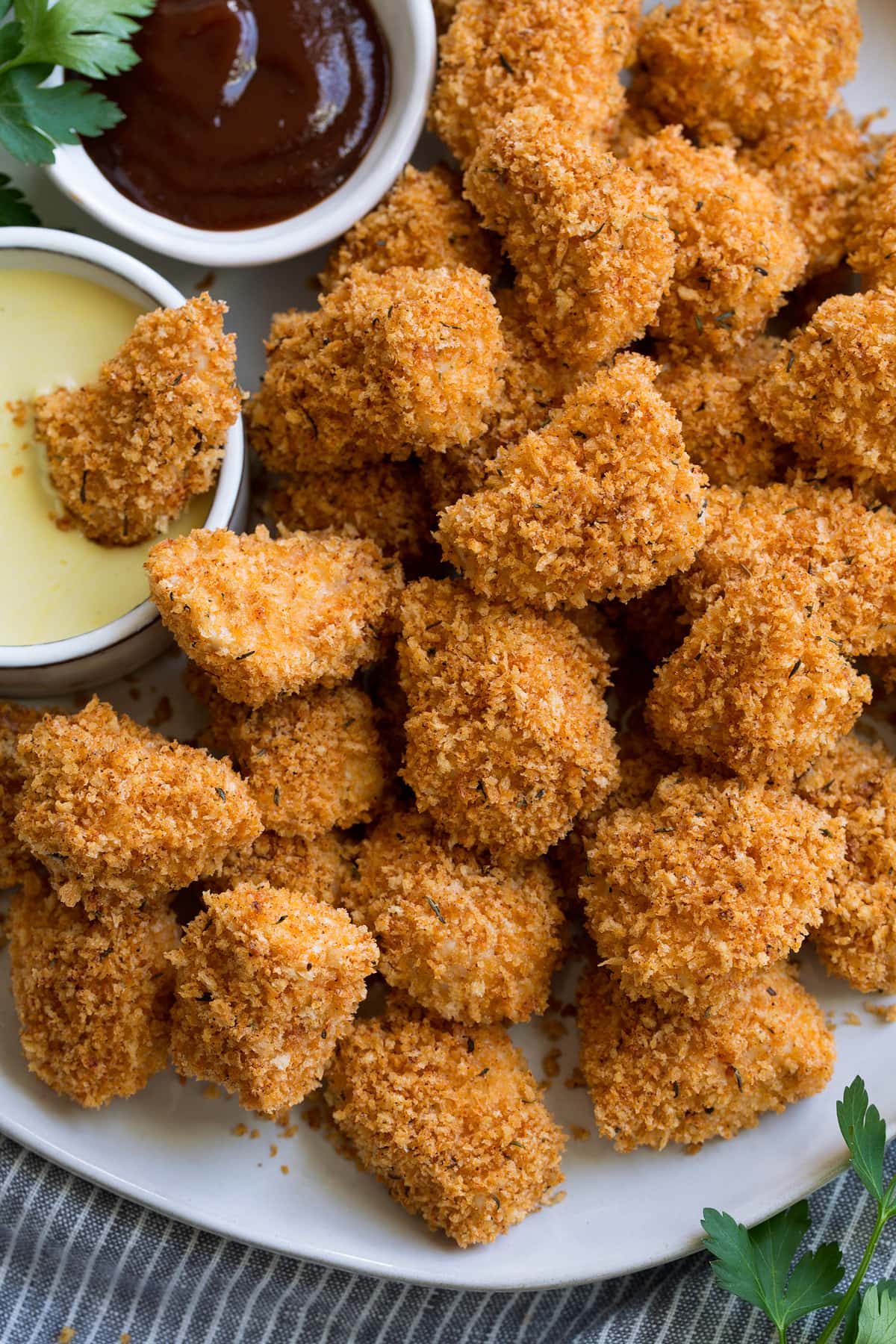 Close up image of Chicken Nuggets nuggets showing crispy panko coating.