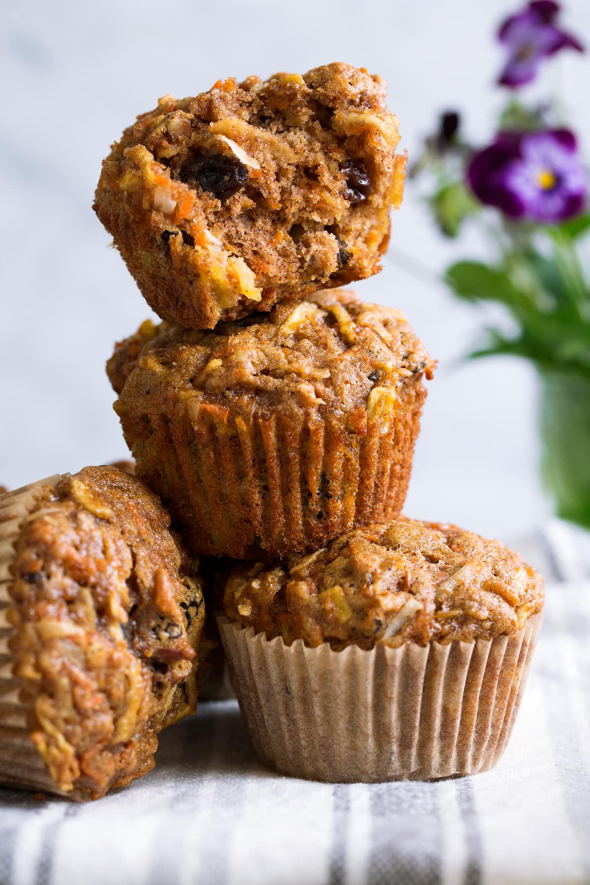 Stack of morning glory muffins