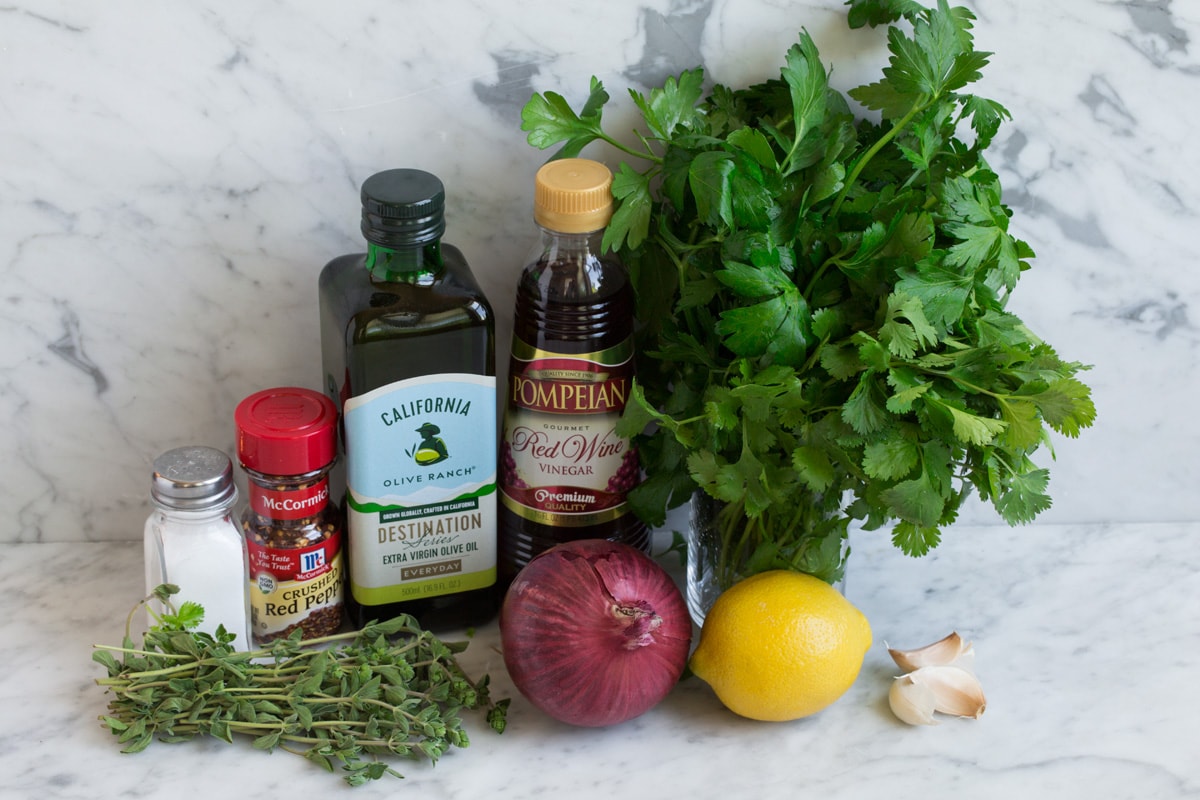 Ingredients needed to make chimichurri
