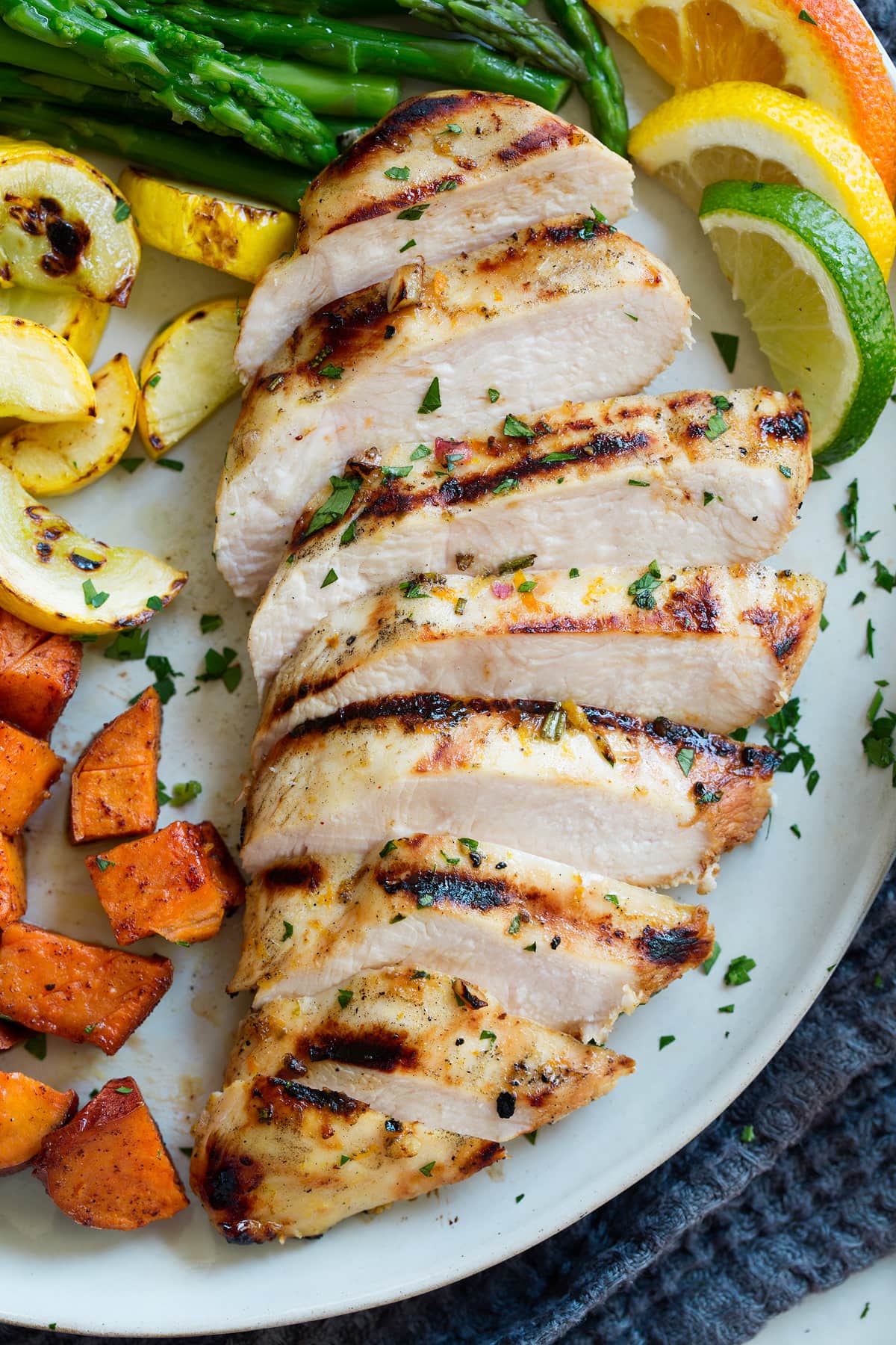 Sliced chicken breasts