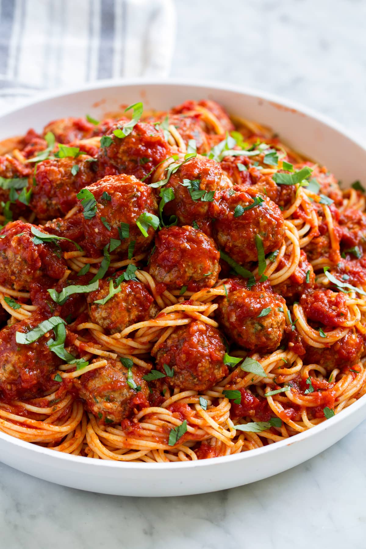 Meatball recipe with spaghetti and marinara